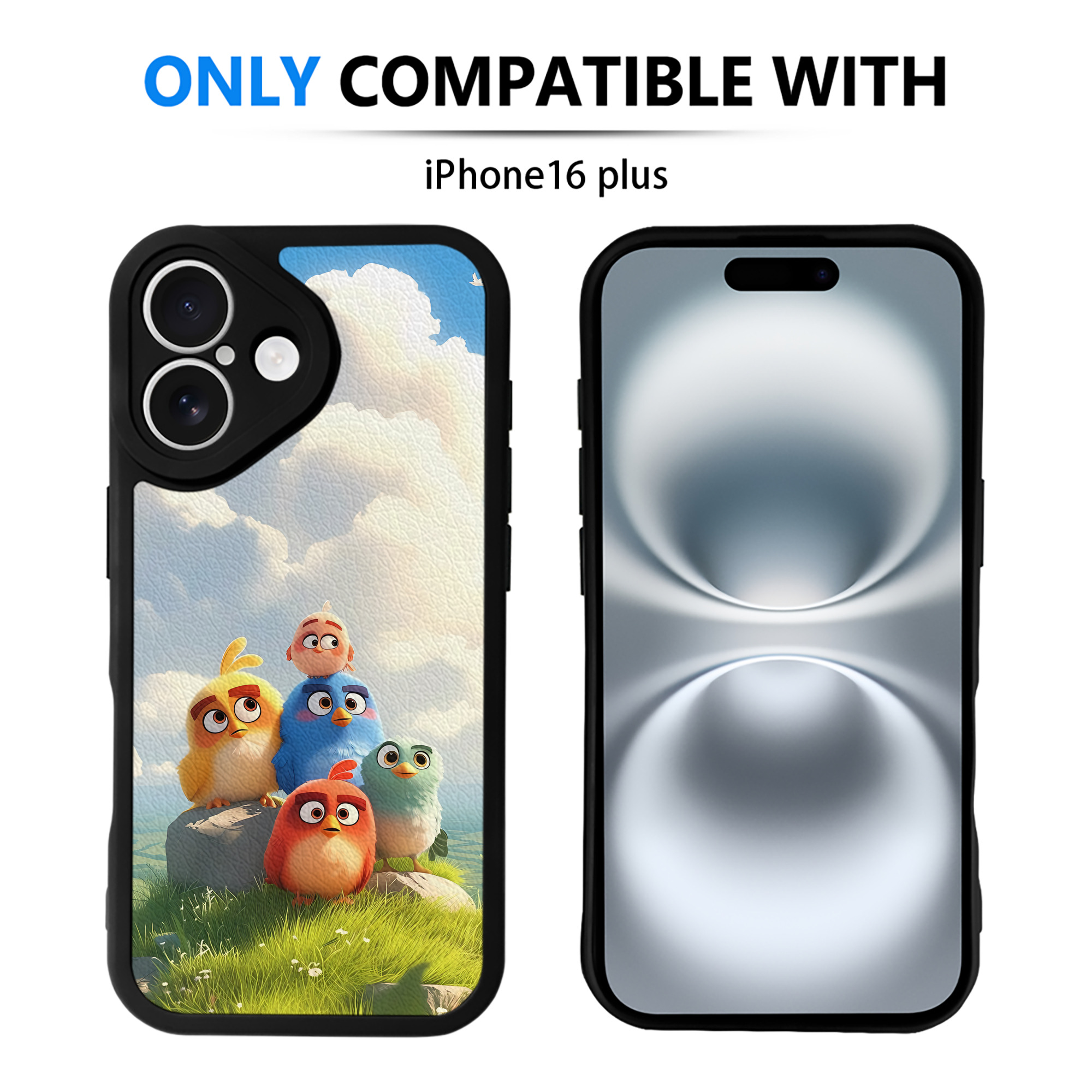 （画像用） Angry Birds アングリーバード 【iPhone 16シリーズ対応】シリコンスマホケース（レザー調） 材質：シリコン